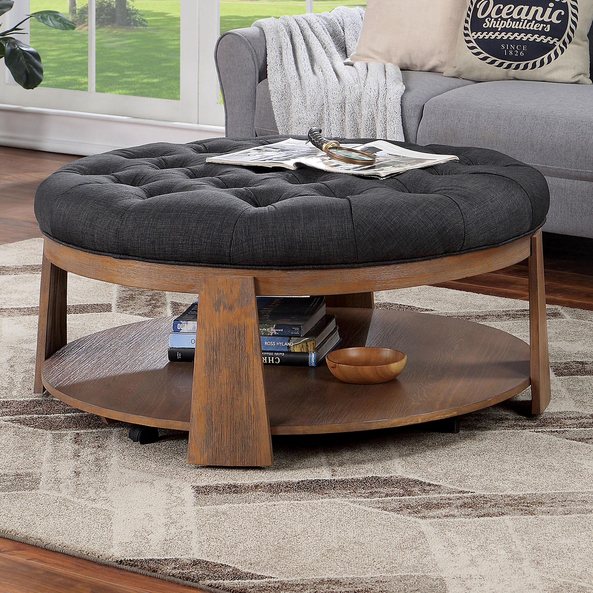Guis Round Coffee Table In Dark Gray by Furniture of America ...