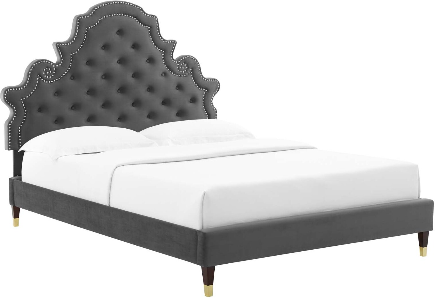 Gwyneth Tufted Performance Velvet Queen Platform Bed MOD 6752 CHA