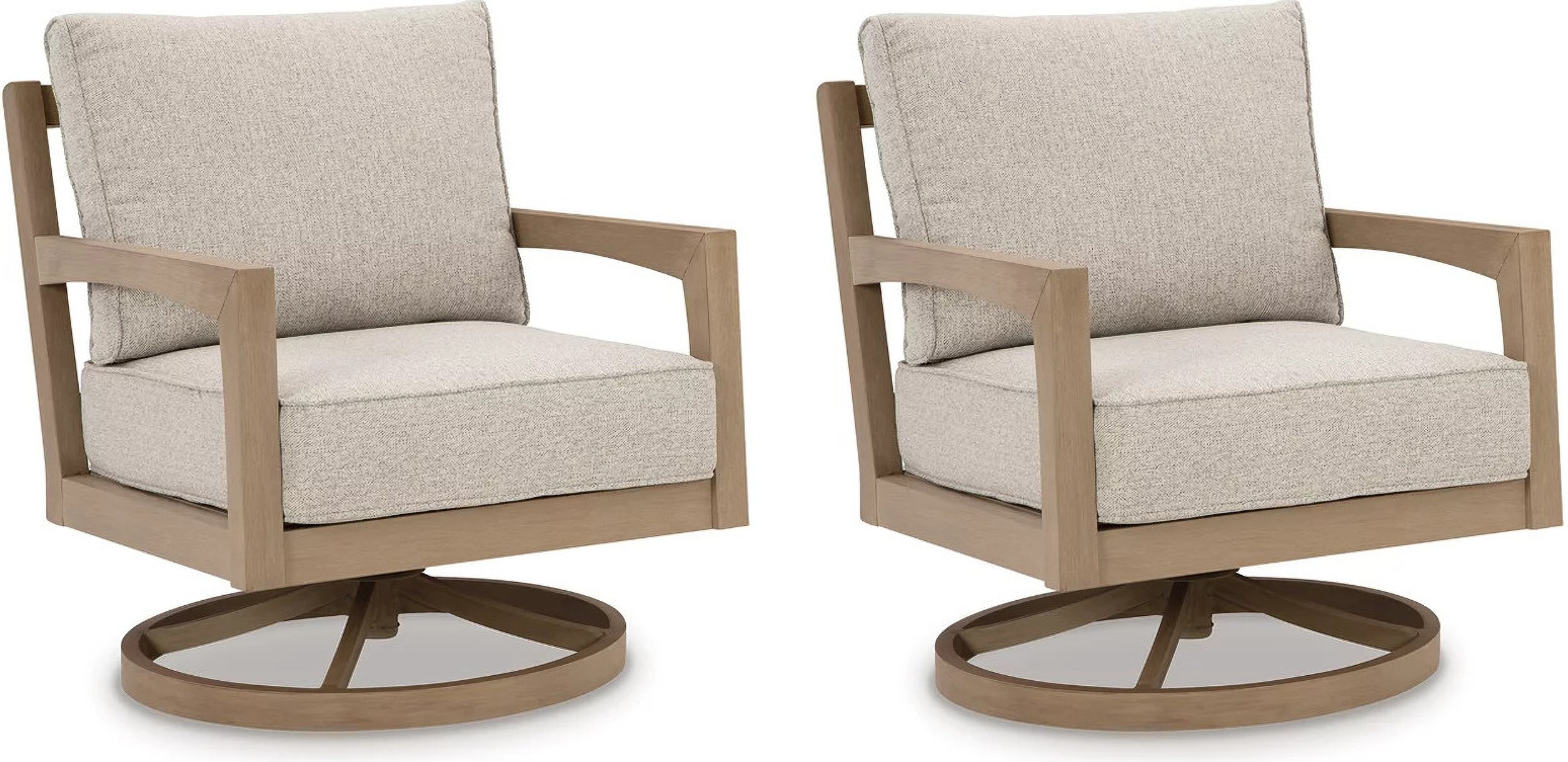 Hallow Creek Driftwood Outdoor Swivel Lounge With Cushion