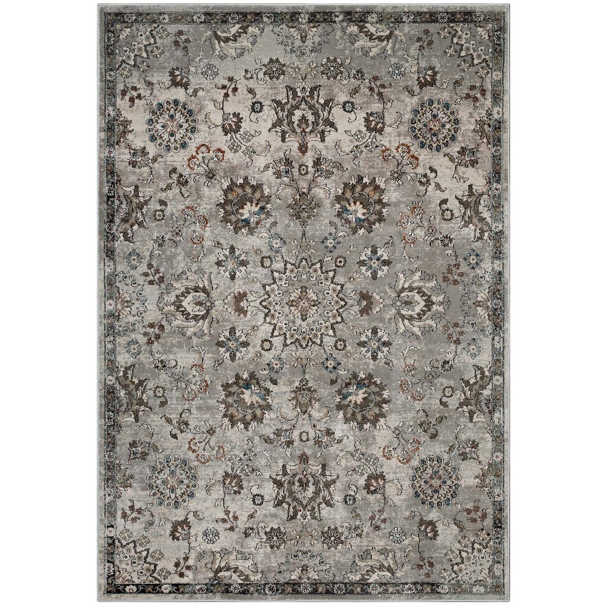 Hana Distressed Vintage Floral Lattice 5X8 Area Rug In