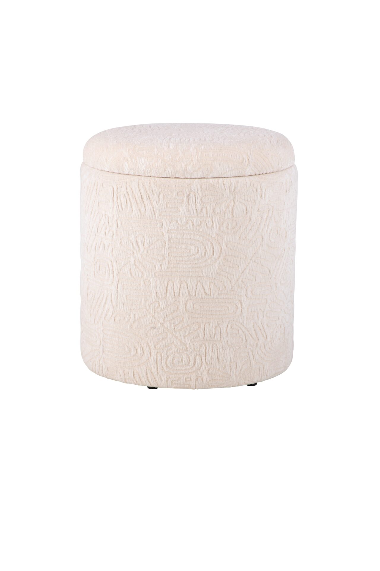 Handwoven Hermes Solid Fabric Storage Ottoman In Ivory by Carolina ... - Textured Woven Storage Ottomans For Apartments