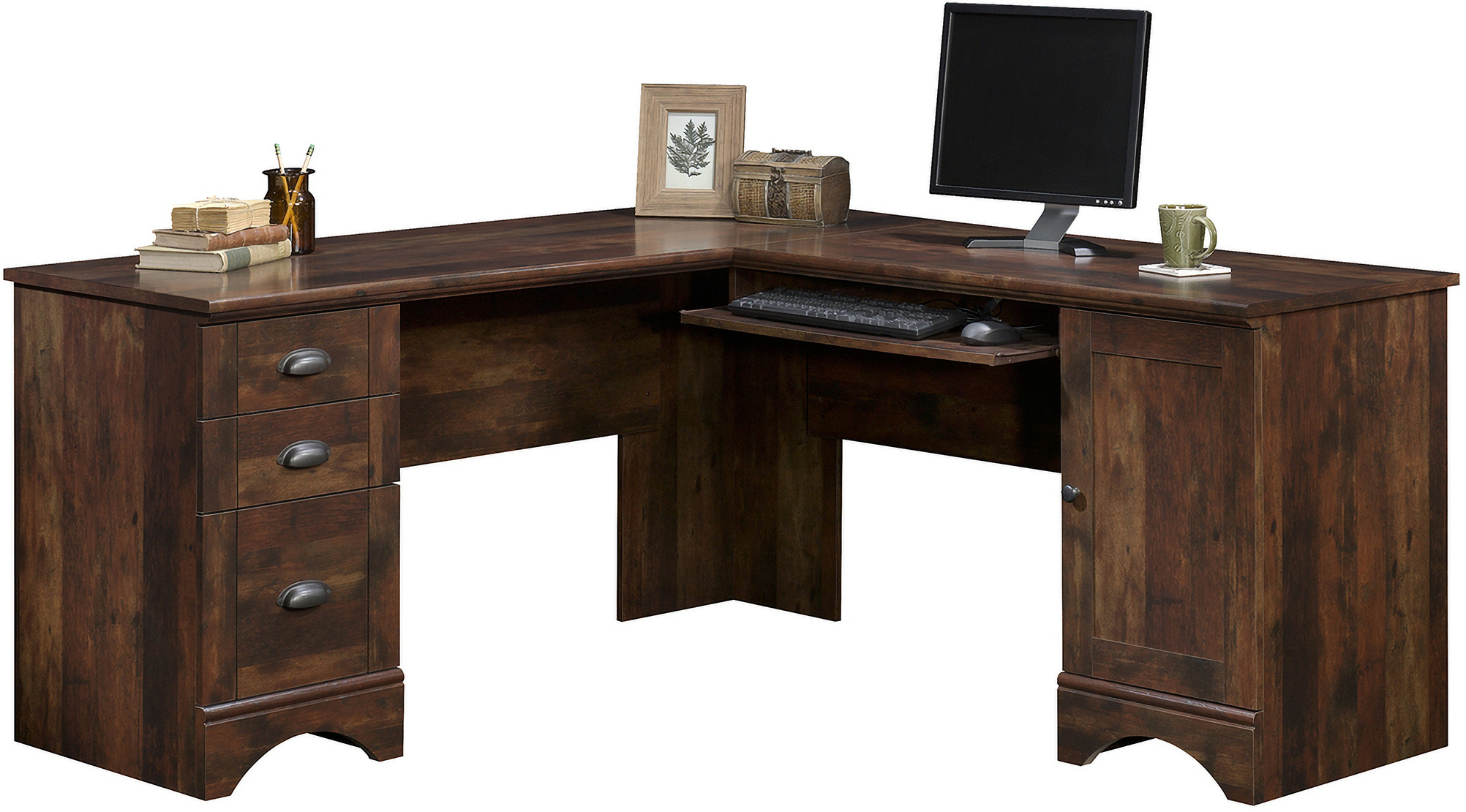 Harbor View Corner Computer Desk In Curado Cherry by Sauder