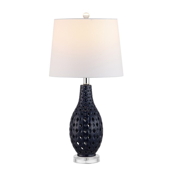 Harlem Ceramic Table Lamp in Navy by Safavieh | 1StopBedrooms