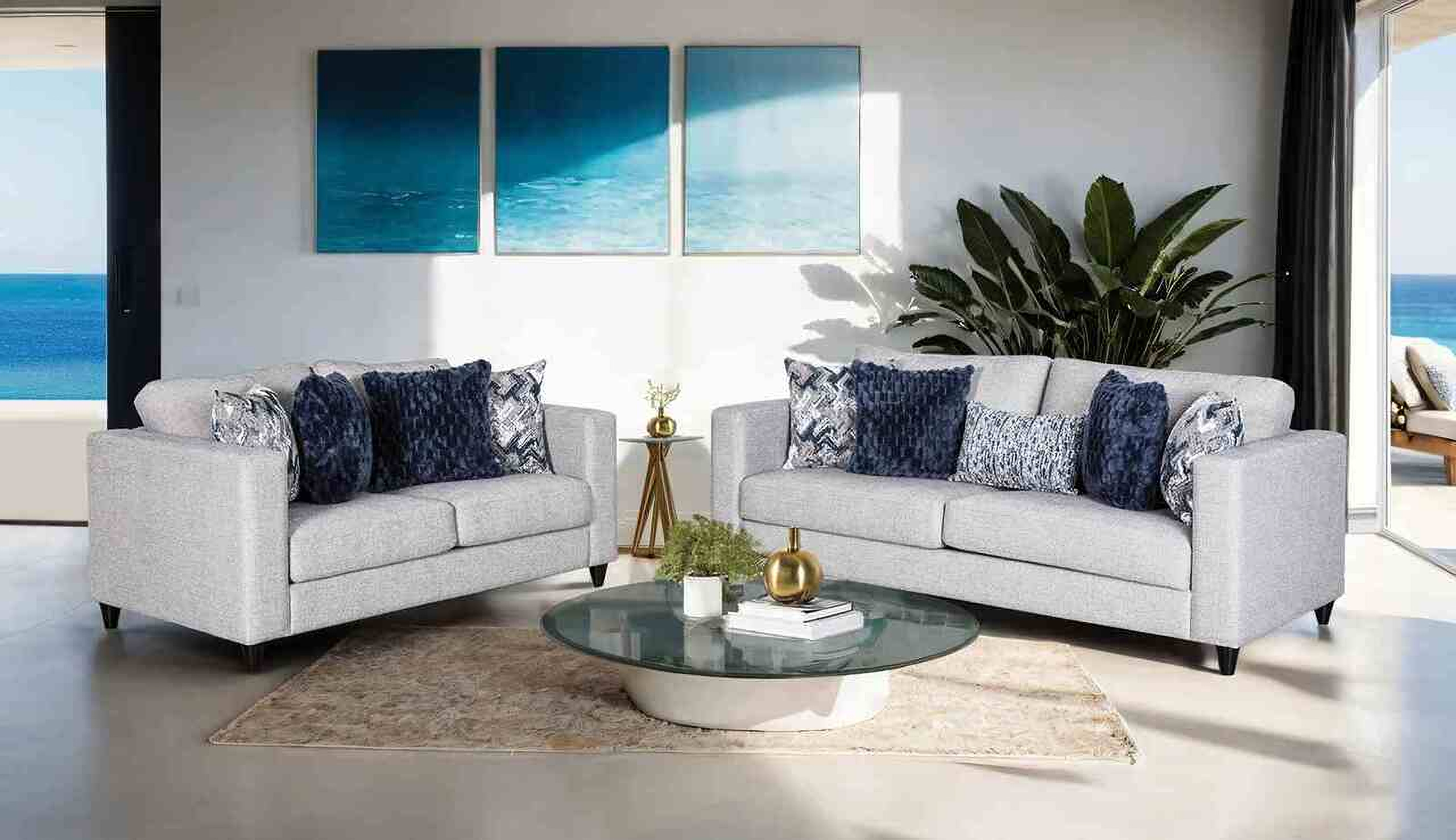 Harlow Living Room Set In Light Gray by Furniture of America ...