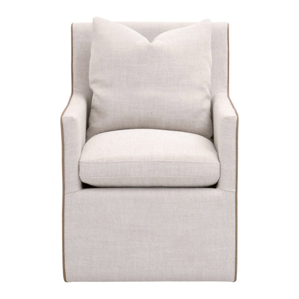 Harmony Performance Bisque French Linen Arm Chair With Casters In 