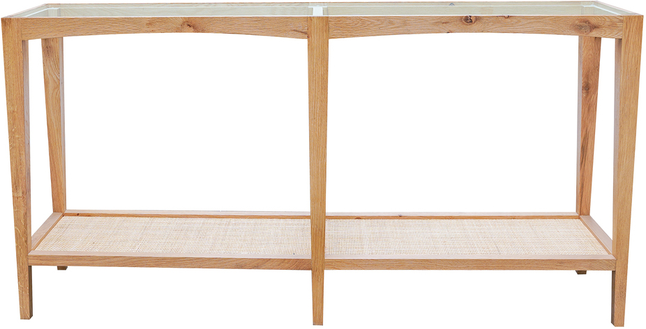 Mercana Dayton II Natural Wooden Multi-Level Shelf Console Table