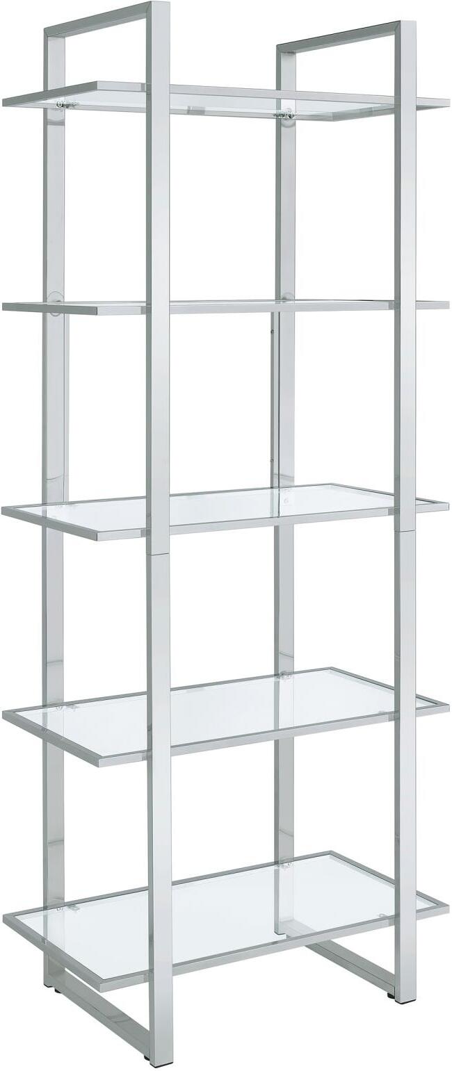 Hartford Glass Shelf Bookcase Chrome by Coaster | 1StopBedrooms