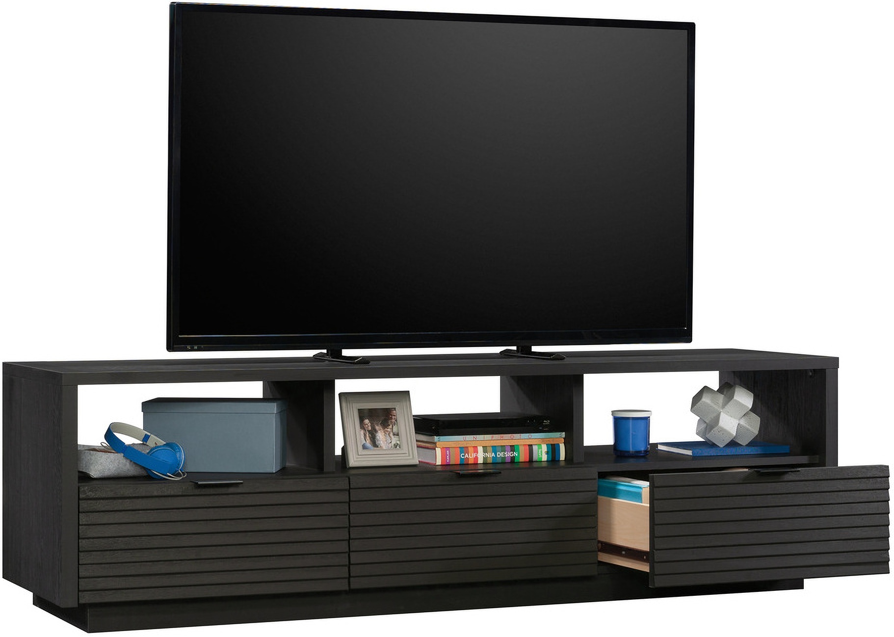 Harvey Park Credenza In Raven Oak by Sauder 1StopBedrooms