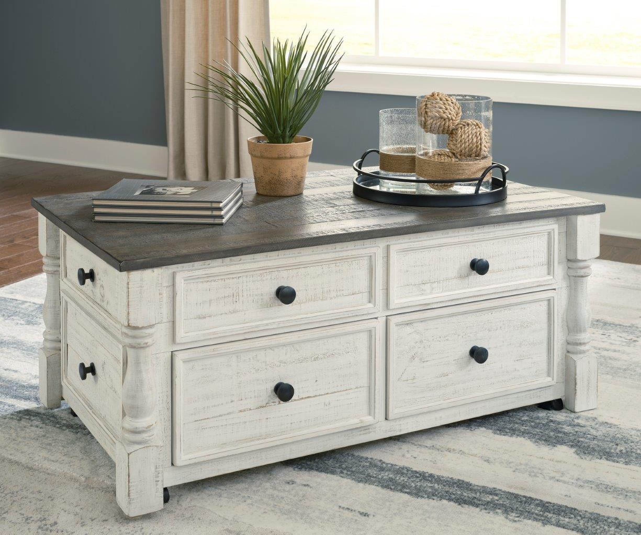 Havalance White And Grey Lift Top Occasional Table Set by Ashley