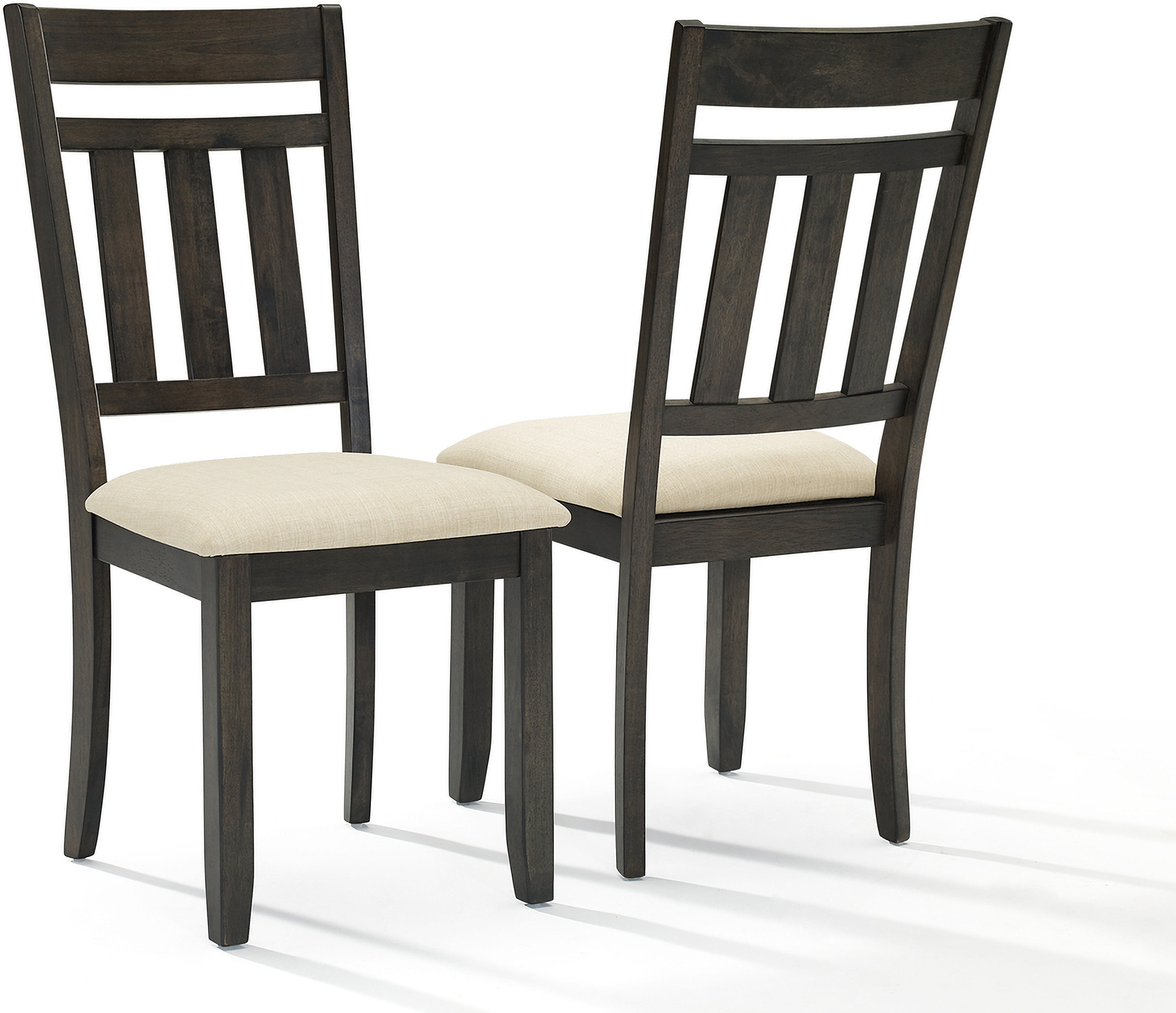 Hayden 2-Piece Slat Back Dining Chair Set In Slate and Creme by