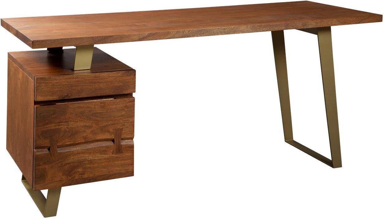 Worlds Away Petra Dark Burl Wood Waterfall Edge Desk