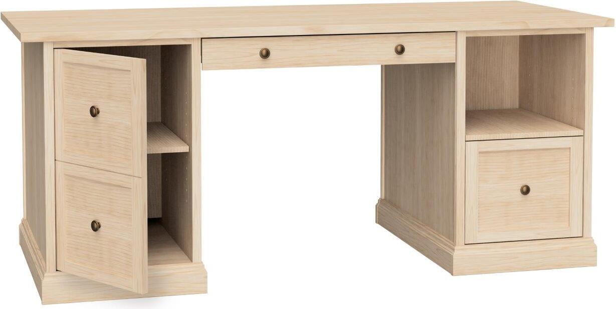 The Miller Barnwood Corner Desk, Natural Finish With Drawers