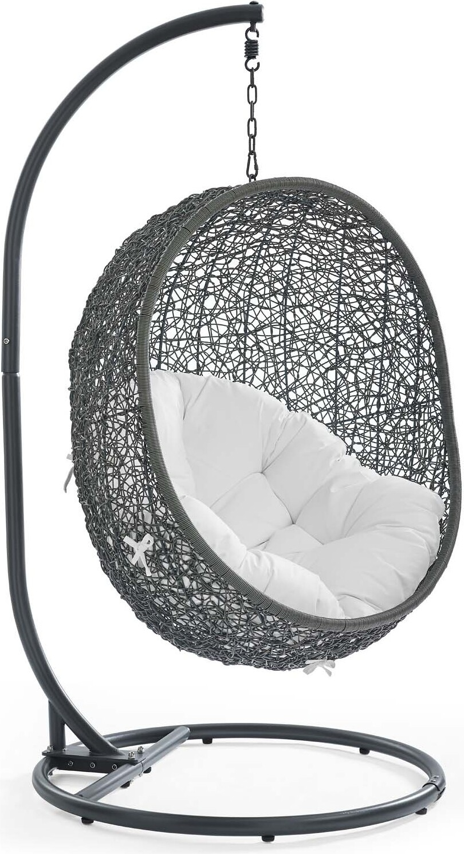 hide gray and white outdoor patio swing chair with stand eei2273grywhi