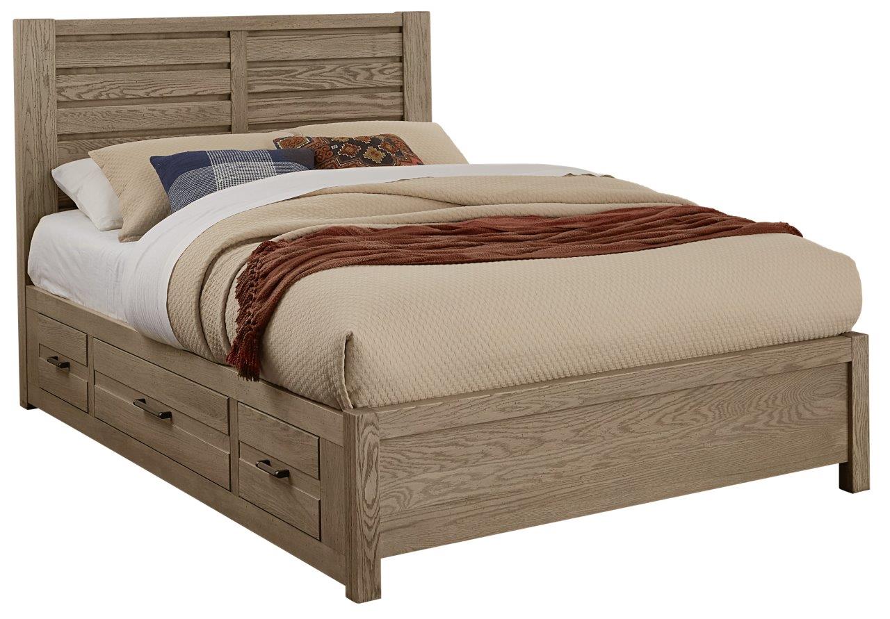 Highlands Sandstone King Plank Panel, Full Size Storage Bed With Drawers On One Side