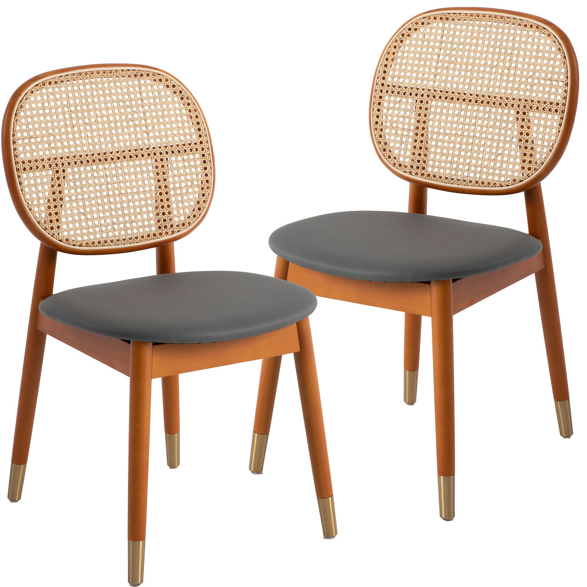 Holbeck wicker dining chair set of 2 in grey by leisuremod 1stopbedrooms