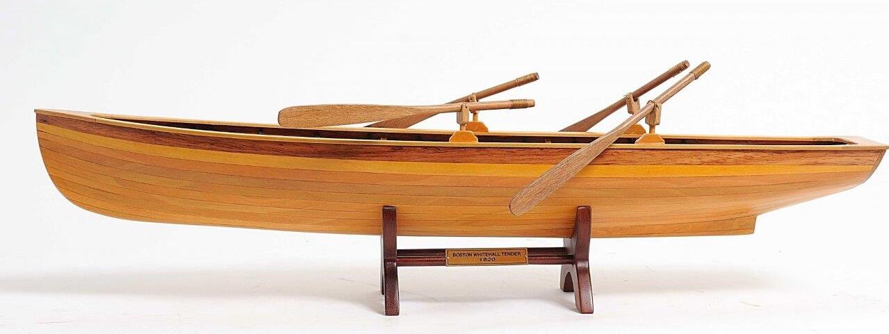 HomeRoots Wooden Boat Model with Interior Ribs, Oars, and Brass Nameplate -  24.5-in White in the Decorative Accessories department at