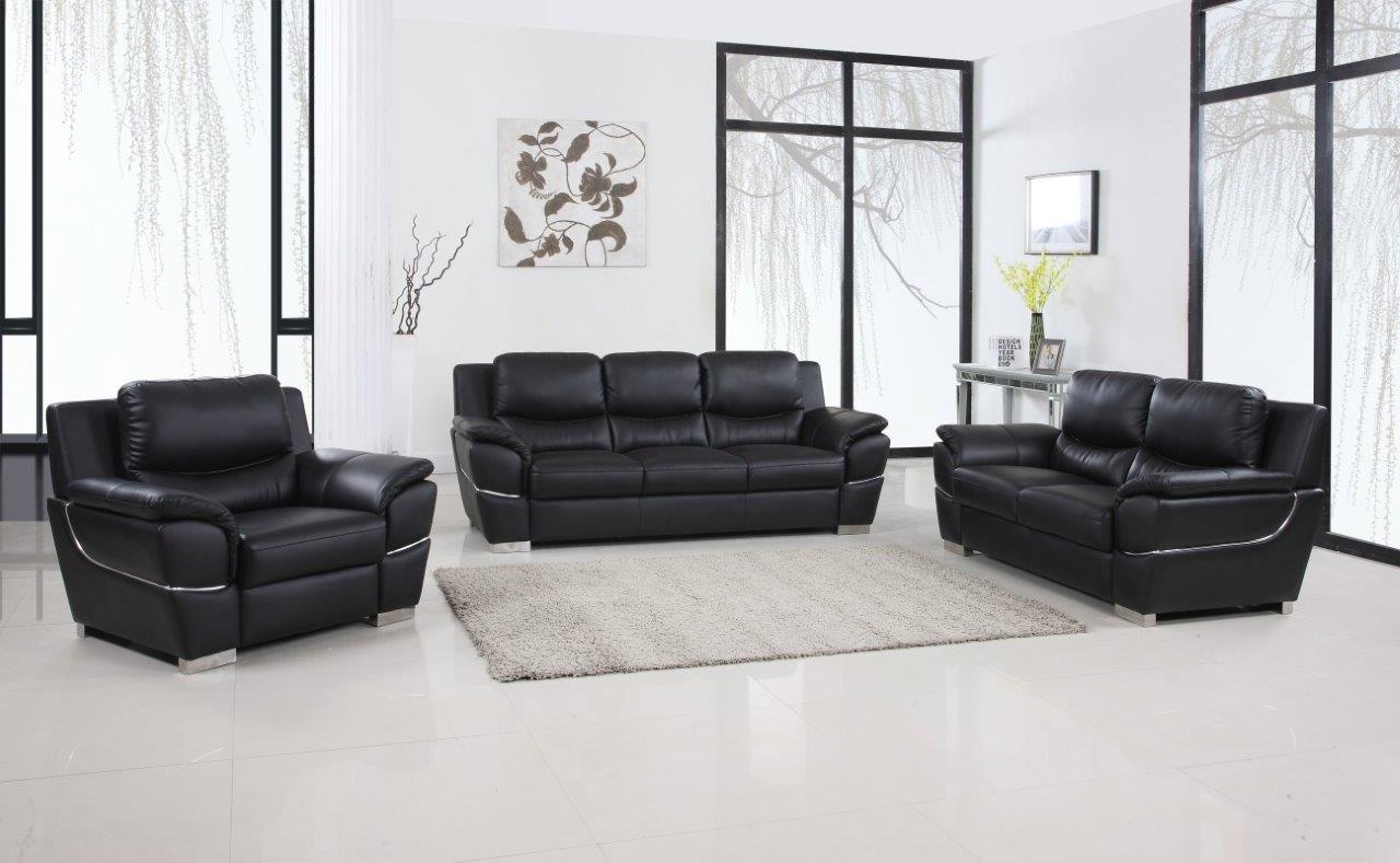 homeroots chic black leather sofa