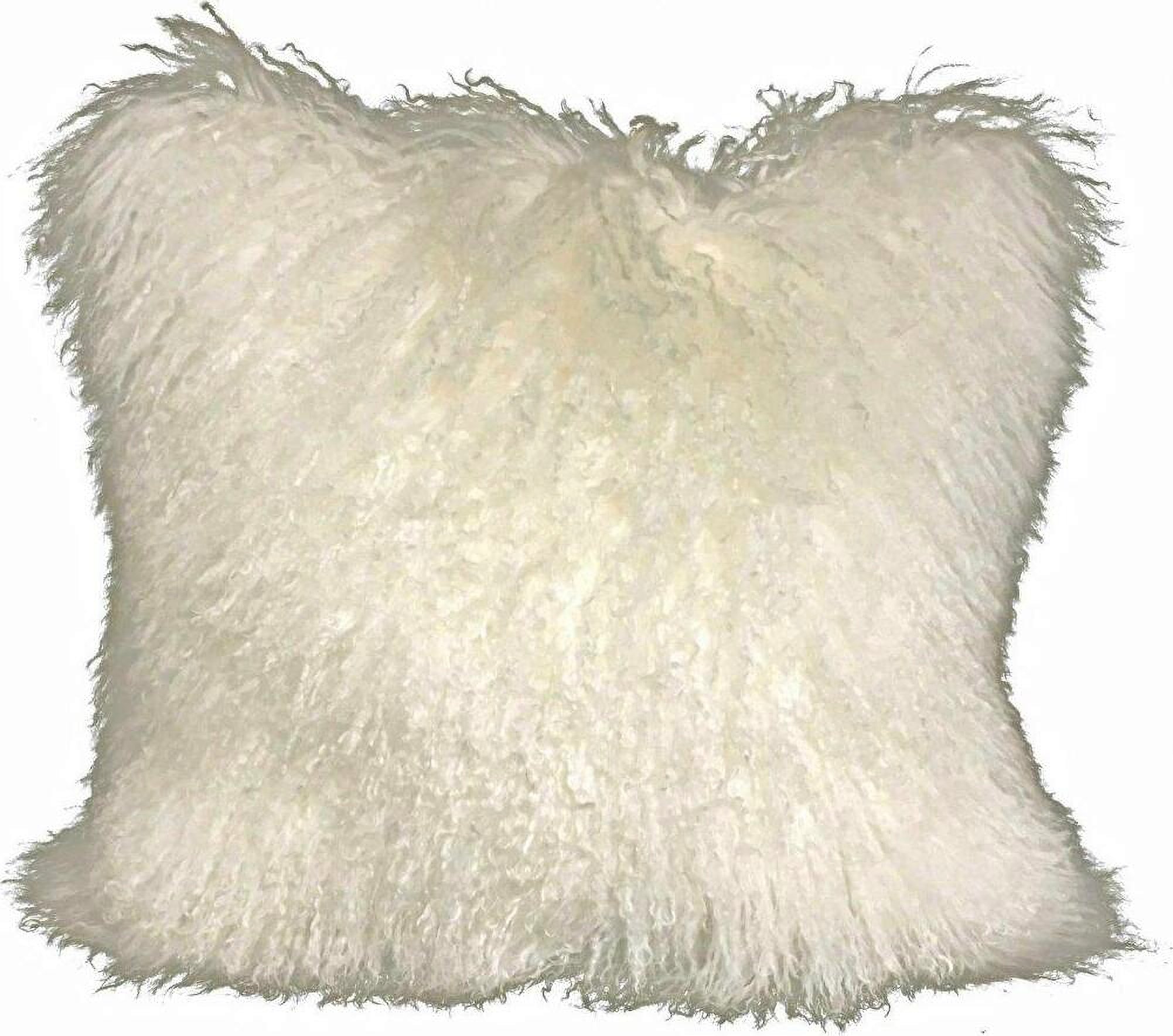 Homeroots Creamy Genuine Tibetan Lamb Fur Pillow With Microsuede