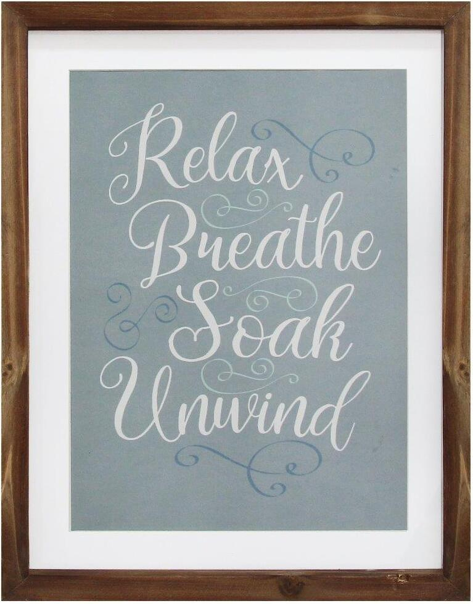 Homeroots Natural Wood Relax Breathe Soak Unwind Framed Bath Art ...