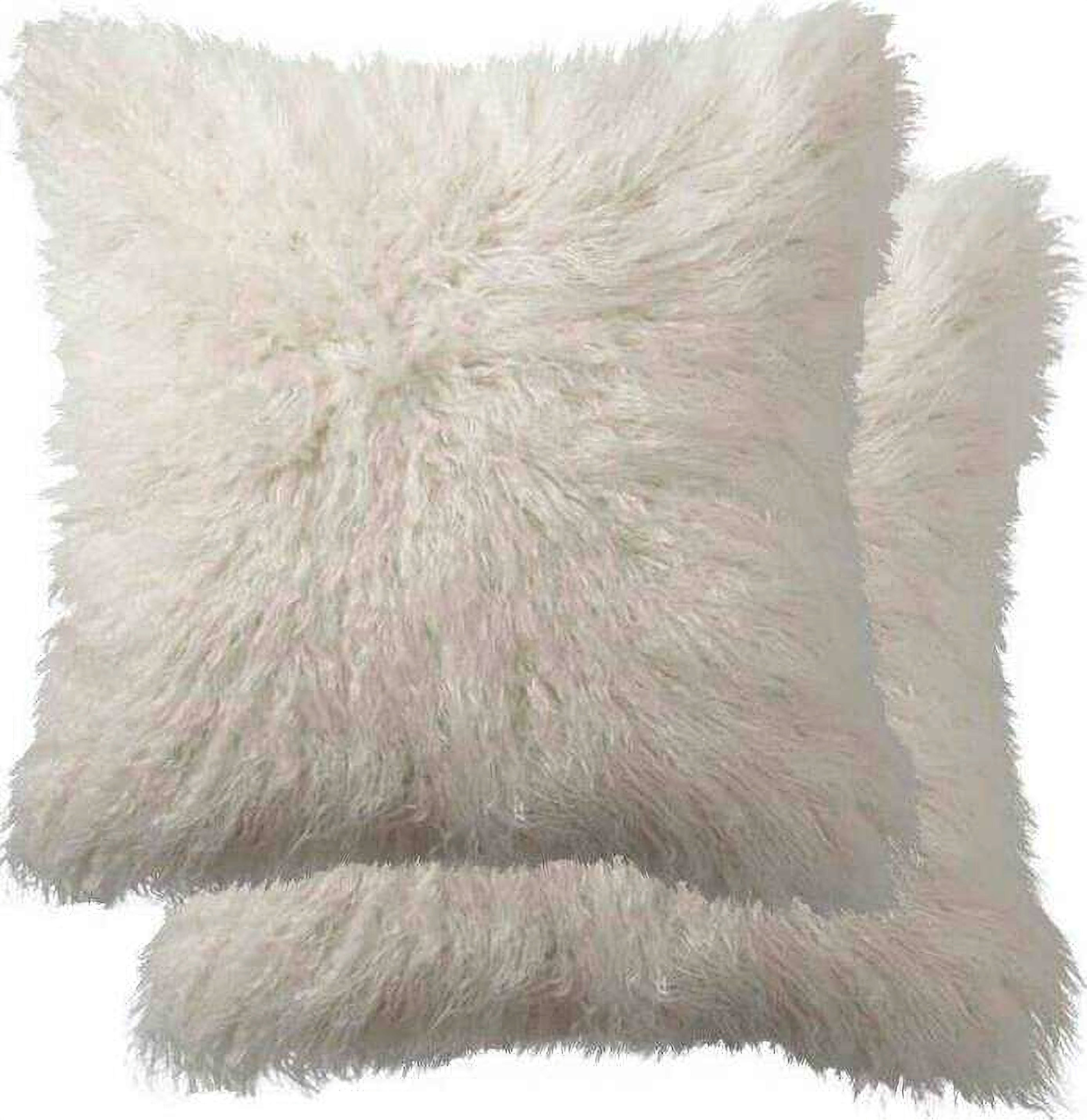 White faux fur online pillow