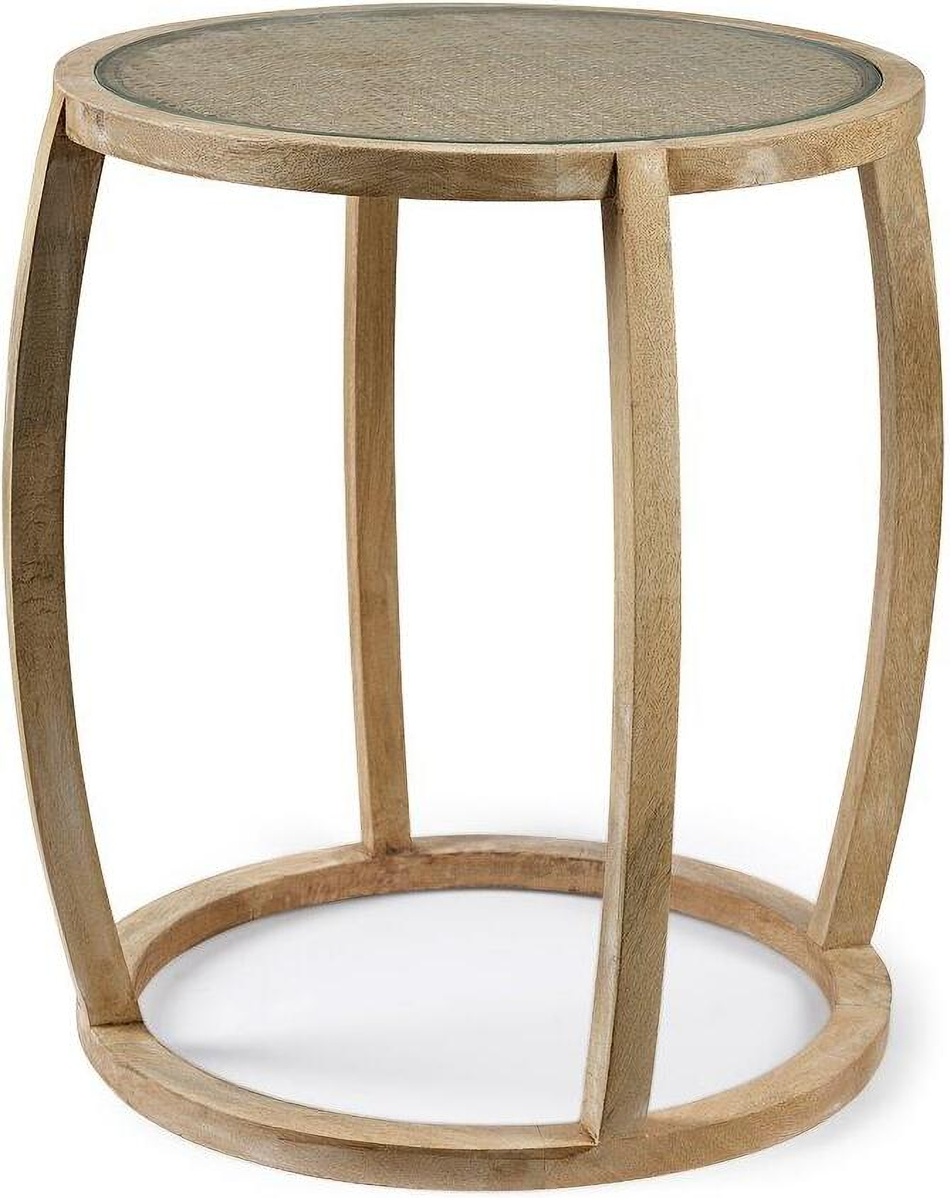 Hubbard I Light Brown Wood Round Top With Glass Accent Table by Mercana ...