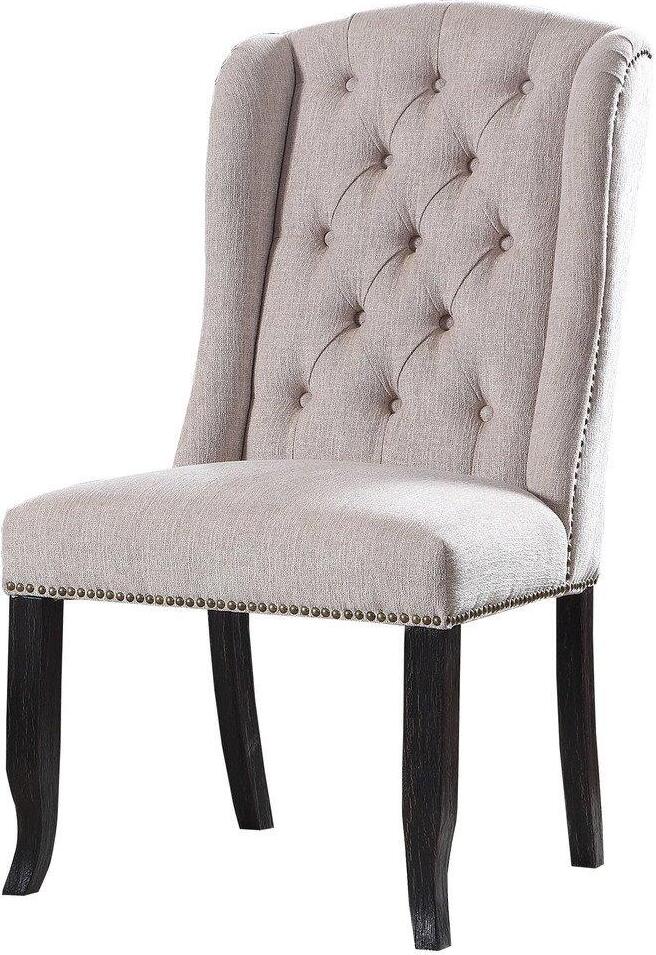 Sophie Round Tufted Linen Chair - Solid Hardwood