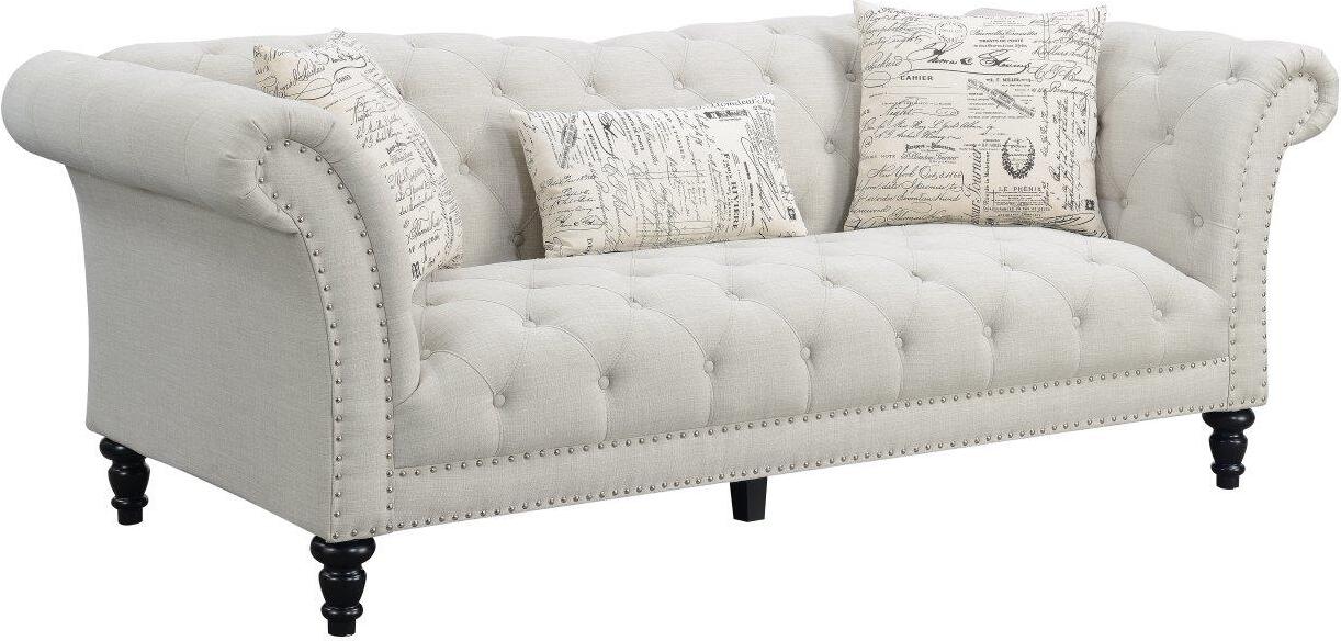 Hutton 2 90.16 Inch Sofa In Ivory - 1StopBedrooms
