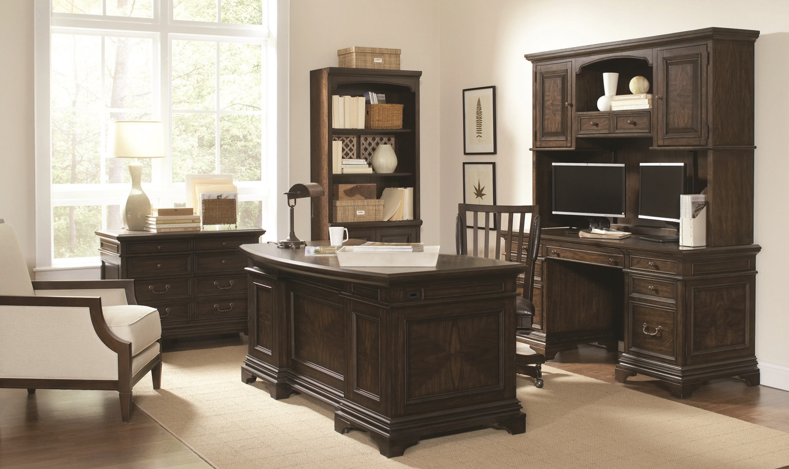 Aspenhome Essex Curved Executive Desk Home Office Set In Molasses