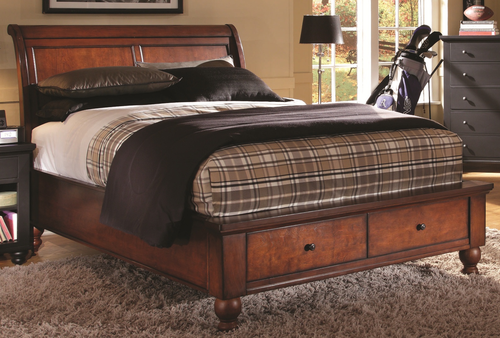 Aspenhome Aspenhome Cambridge Full Sleigh Storage Bed In Brown Cherry Cambridge Collection