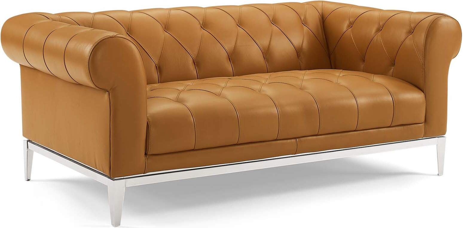 Idyll Tan Tufted On Upholstered, Chesterfield Loveseat Brown Leather