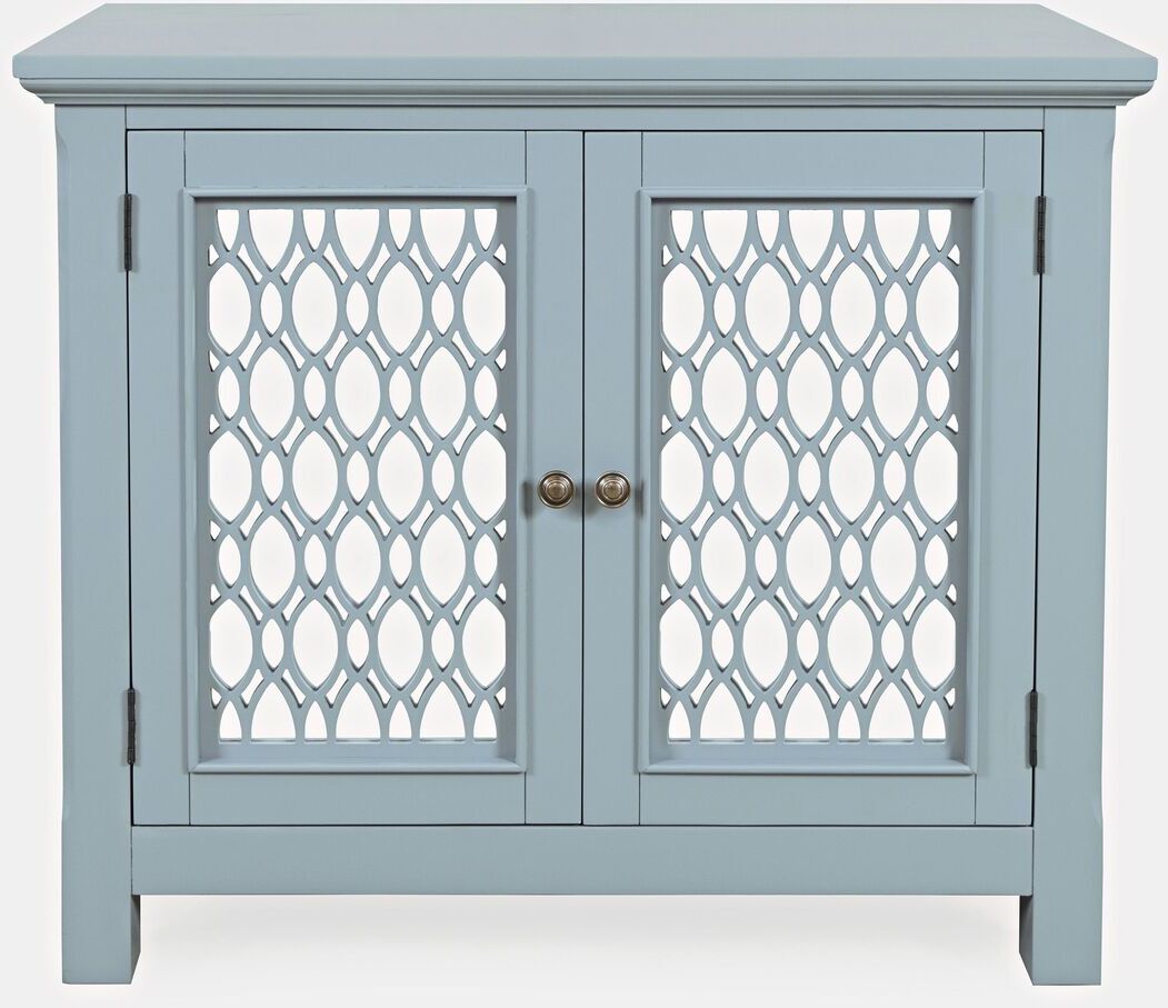 Isabella 38 Inch Luxury Mirrored Accent Storage Cabinet In Blue by