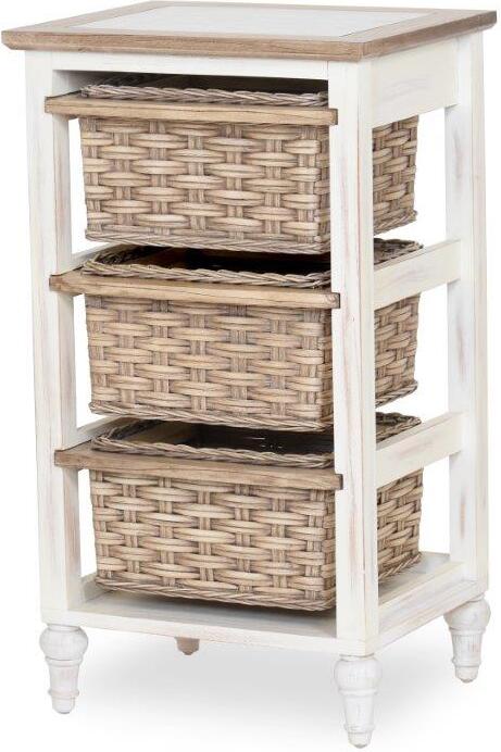 Sunset Trading Cottage Storage Cabinet with Baskets White Solid