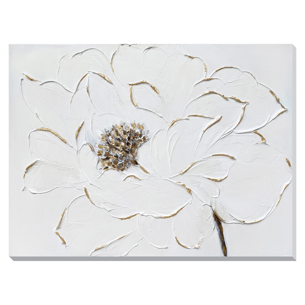 View of Ivory Peony Textured Elegance Canvas Wall Art In Multi by Classy Living ...