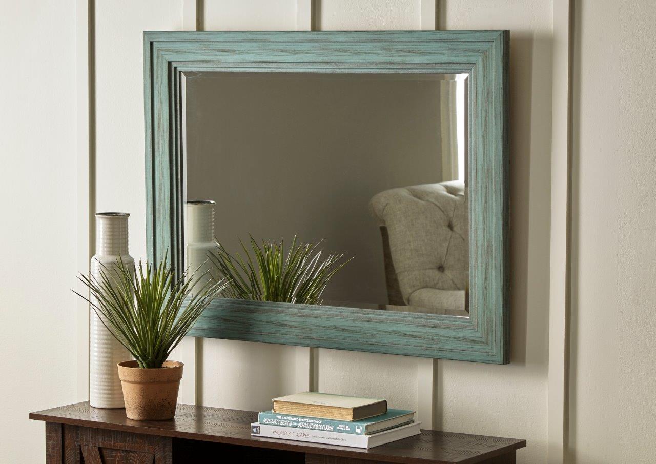 Jacee Antique Teal Accent Mirror 1StopBedrooms