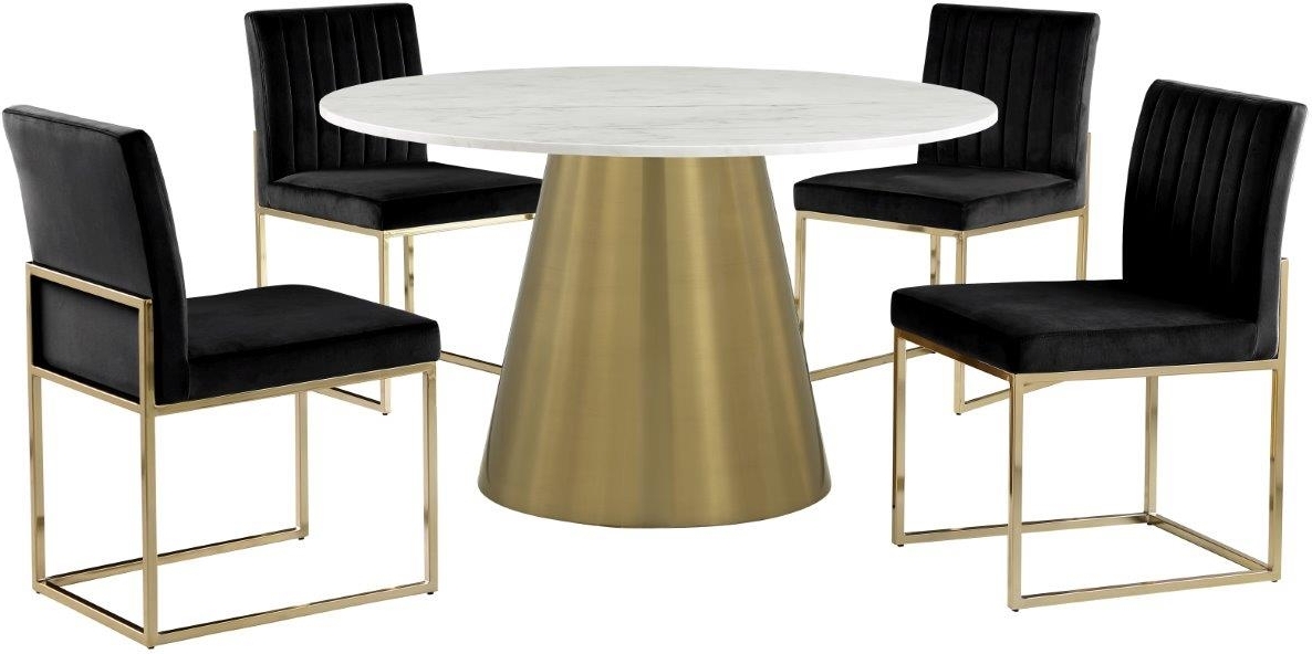 Jacobsen Black Velvet Round 5-Piece Dining Set by Best Master