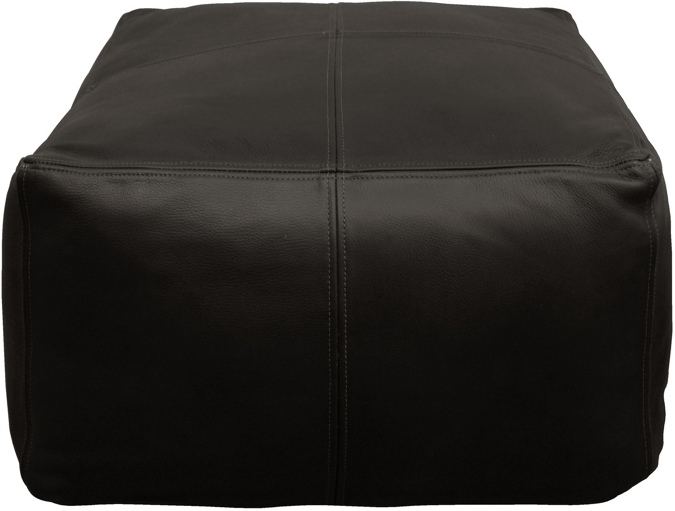 Java Leather Pouf In Antique Black by Moti | 1StopBedrooms