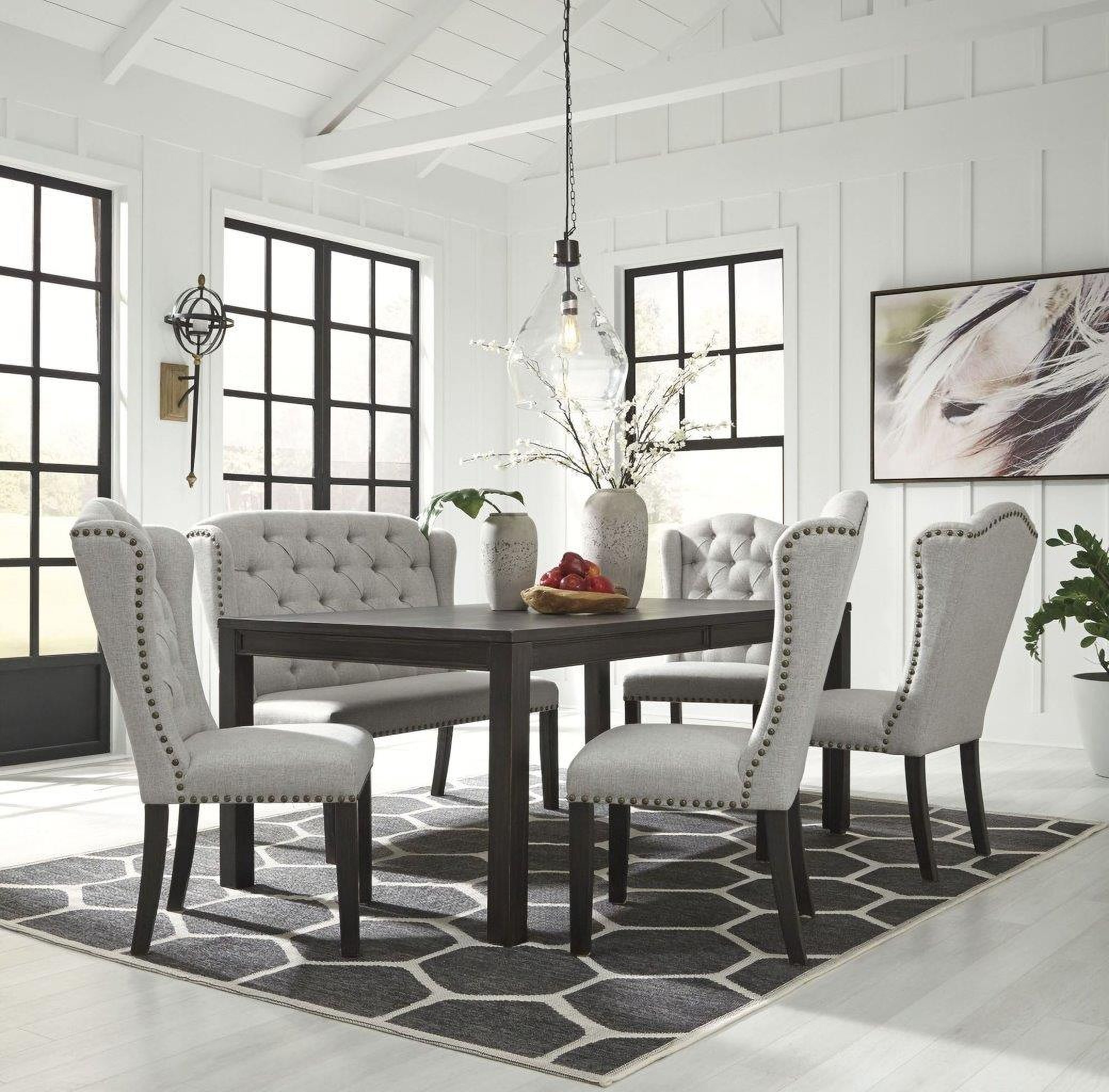 Black rectangular discount dining table set