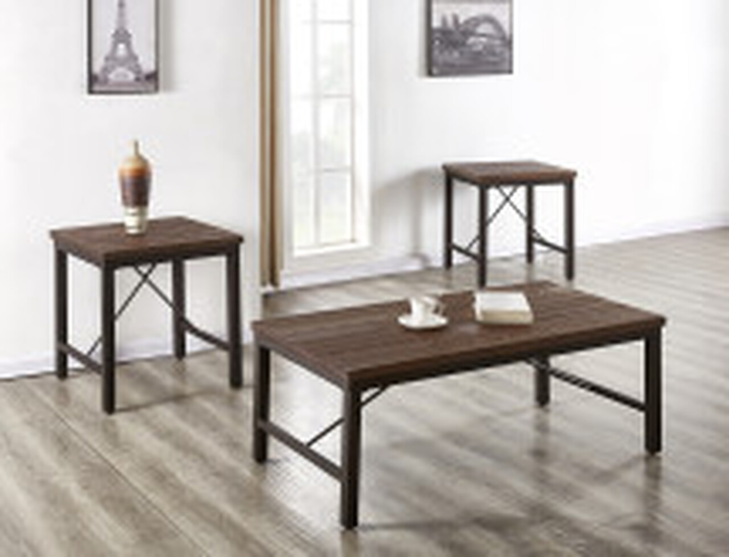 Roybeck Light Brown And Bronze 3 Pcs Occasional Table Set From