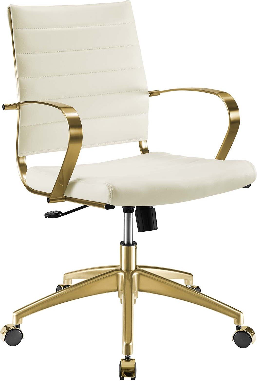 white and gold desk chair with wheels