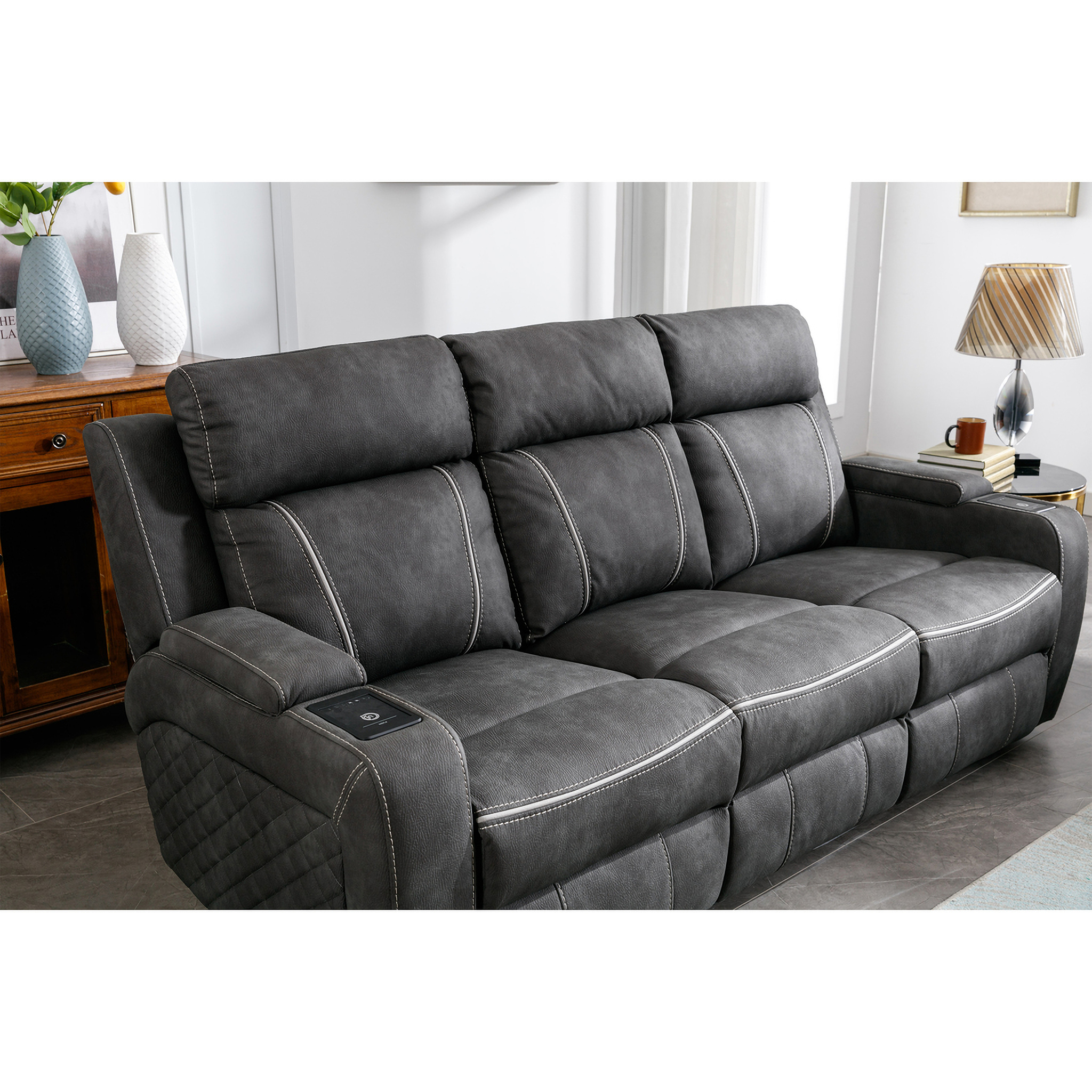 Plush velvet sofa grey discount