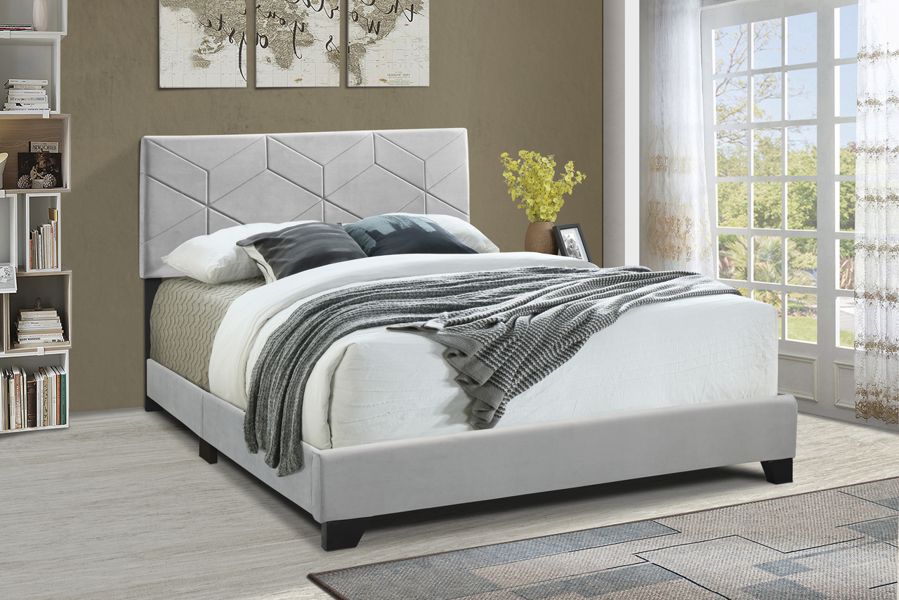 Jordan All-In-One Upholstered Queen Bed In Gray by Progressive