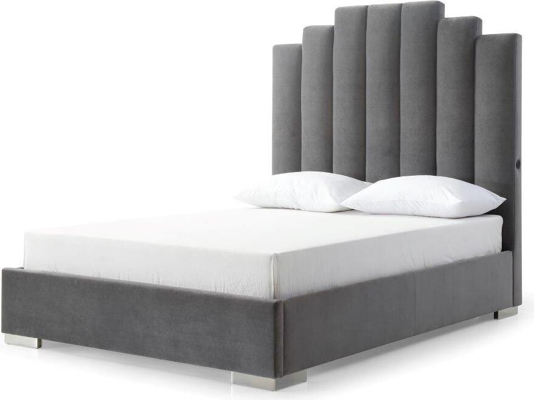 Jordan Queen Bed With Fully Upholstered Grey And Double Usb In