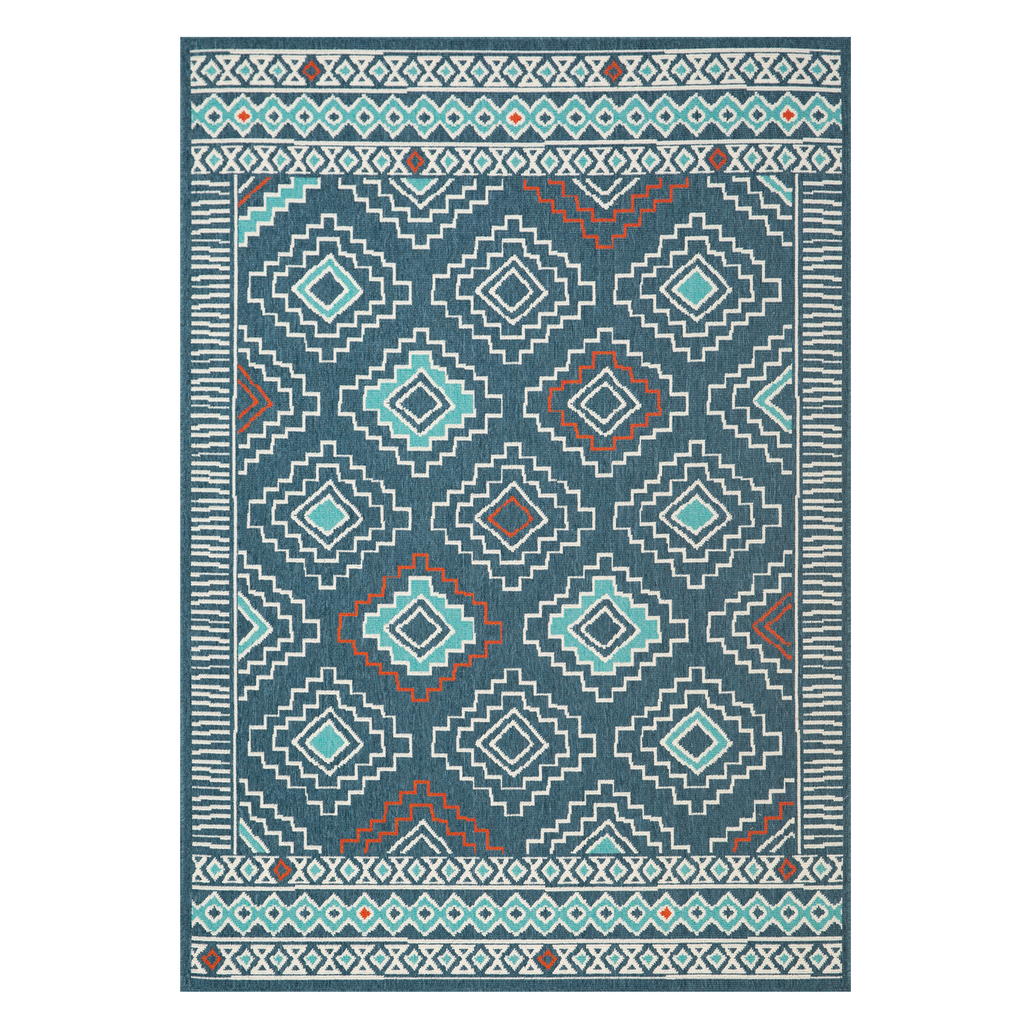 Jorka Tribal Power-Loomed Indoor/Outdoor Area Rug In Navy and Ivory by ...