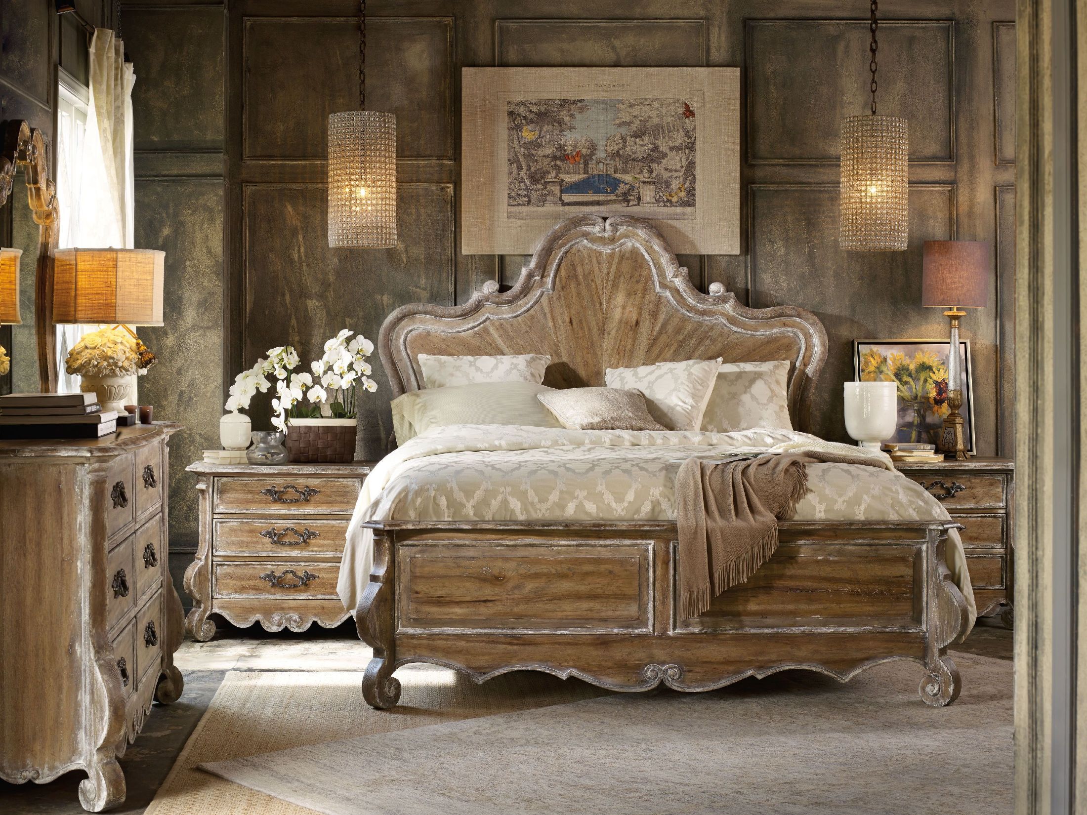 Chatelet Light Wood Panel Bedroom Set by Hooker | 1StopBedrooms
