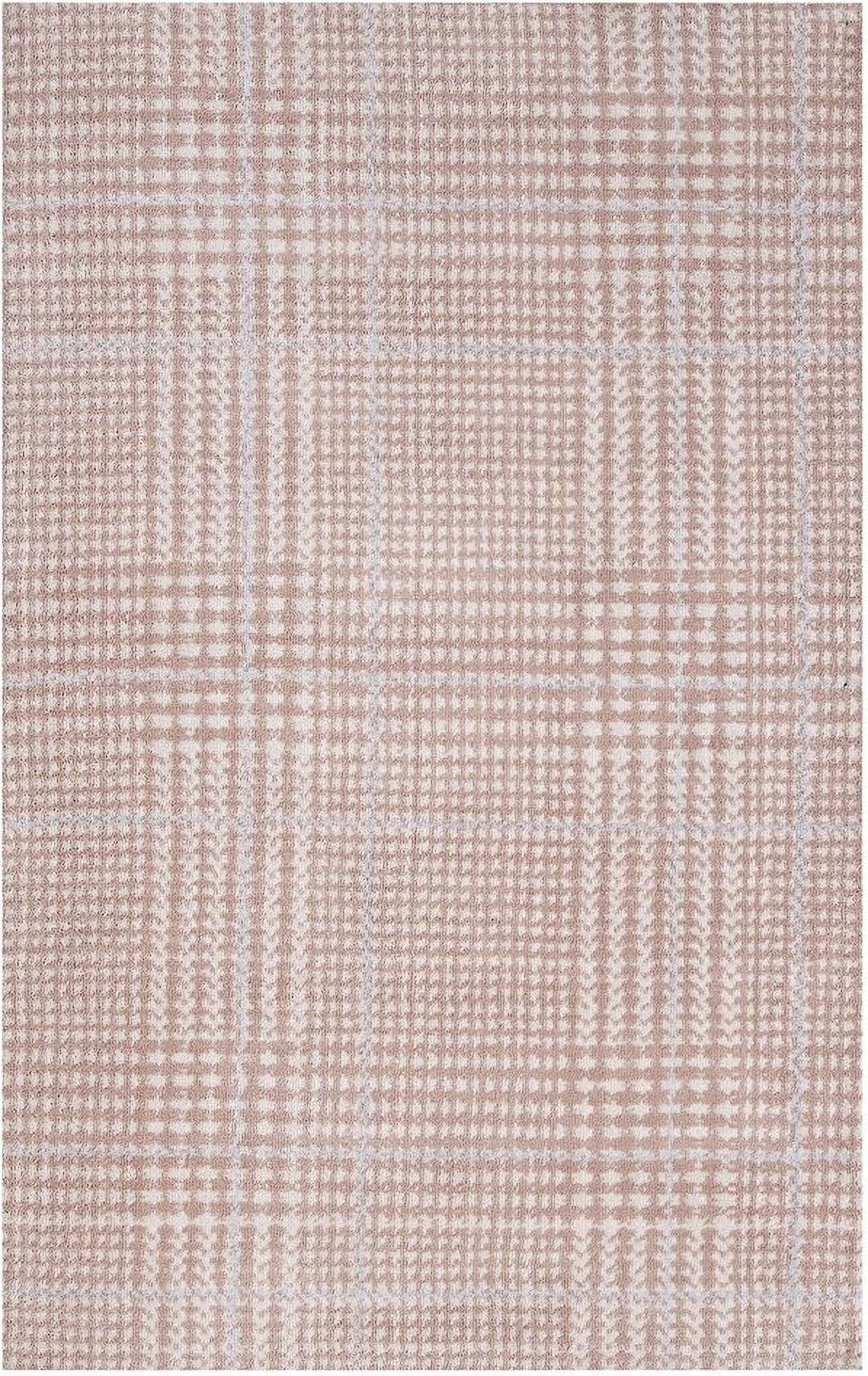 Kaja Abstract Plaid 5X8 Area Rug In Cameo Rose and Light Blue by Modway ...