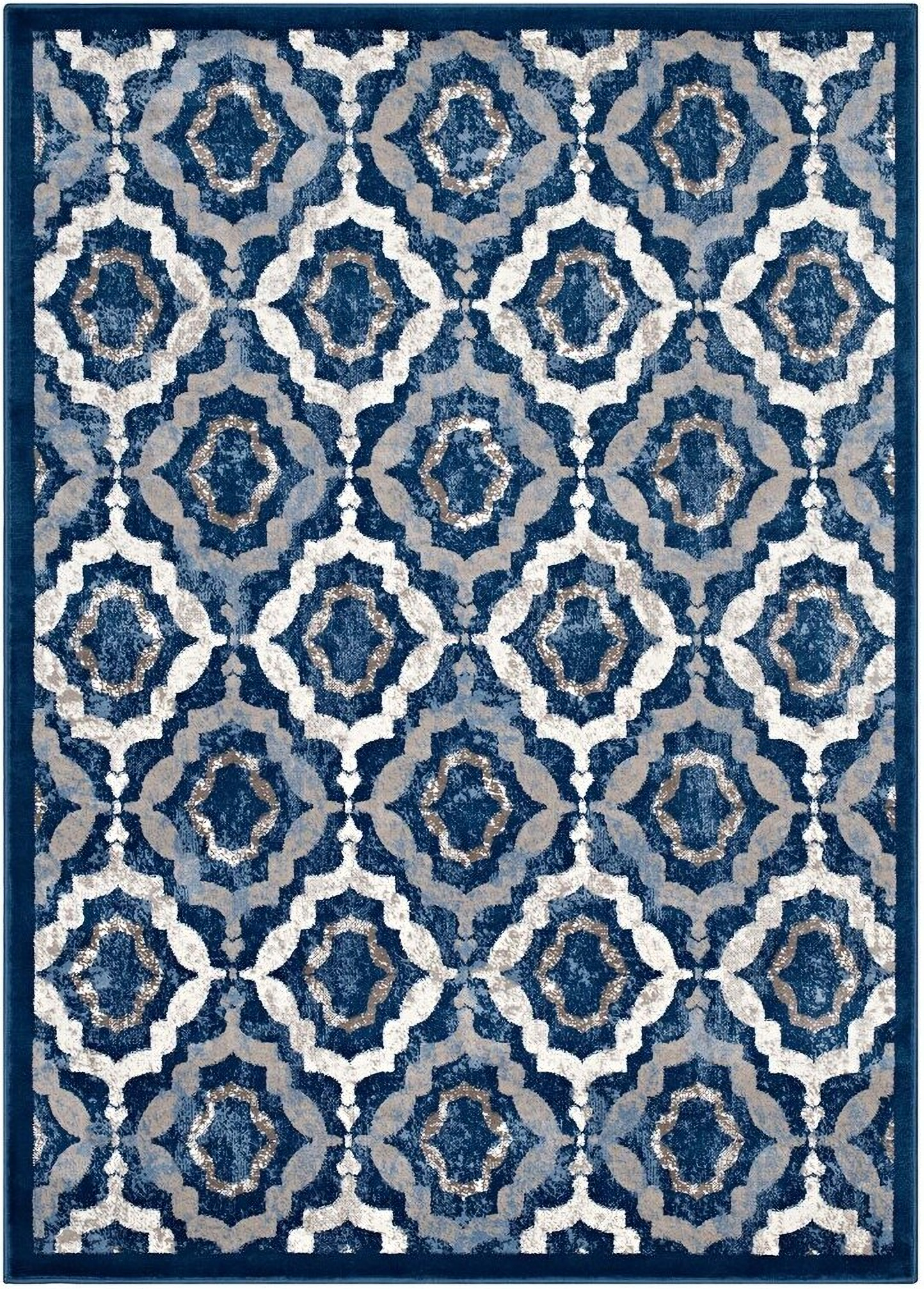 Kalinda Rustic Vintage Moroccan Trellis 8X10 Area Rug In Moroccan Blue