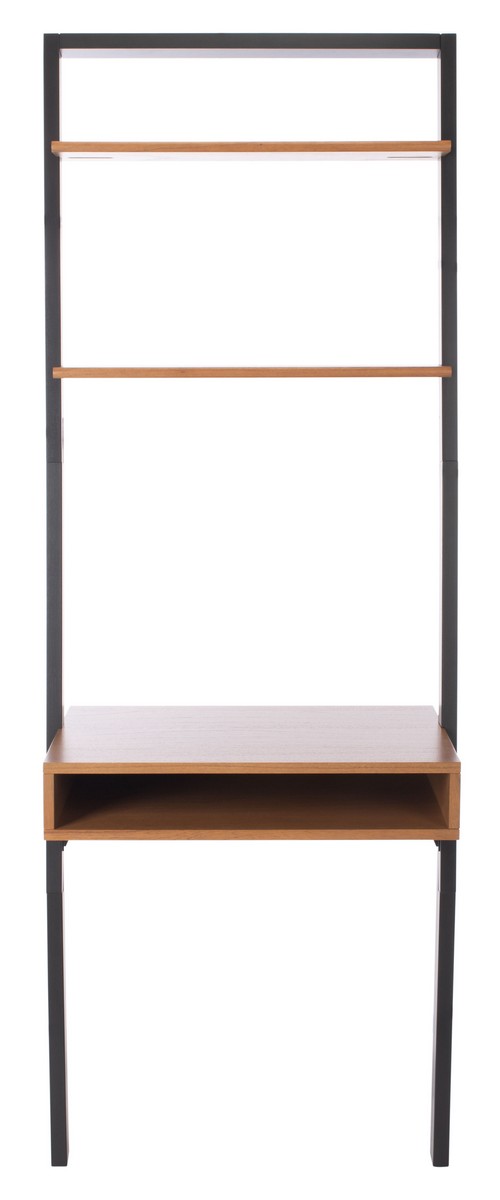 Kamy 2 Shelf Leaning Desk in Natural and Charcoal by Safavieh