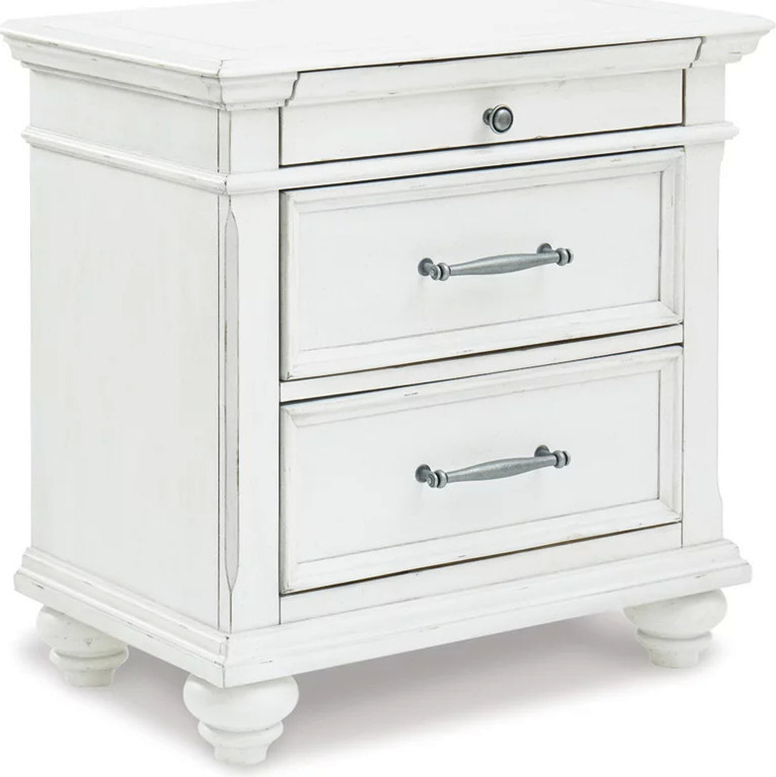 Kanwyn Whitewash Three Drawer Night Stand by Ashley Furniture