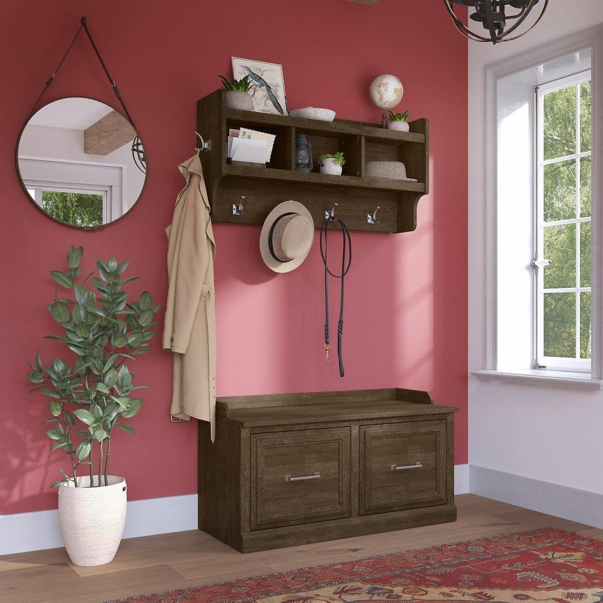 Kathy Ireland Home by Bush Furniture Woodland 40W Shoe Storage Bench