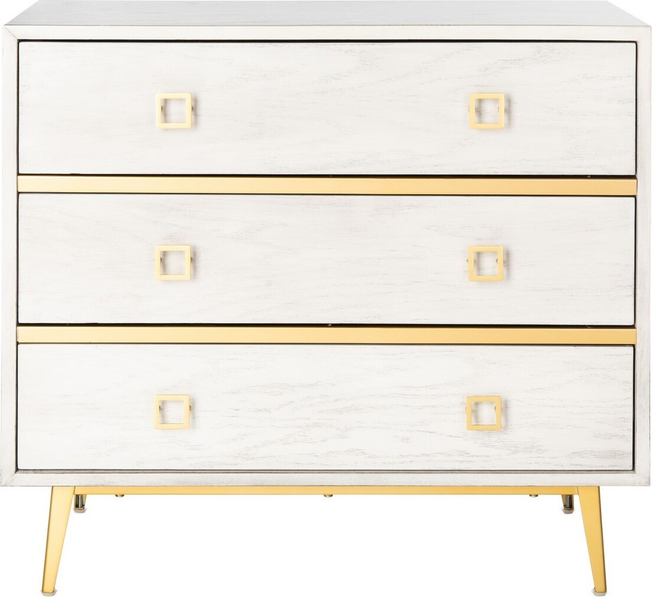 Katia White Wash and Gold 3 Drawer Chest 1StopBedrooms